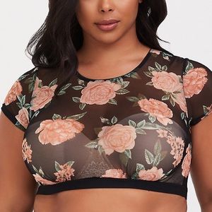 Torrid Curve Sheer Floral Print Crop Top